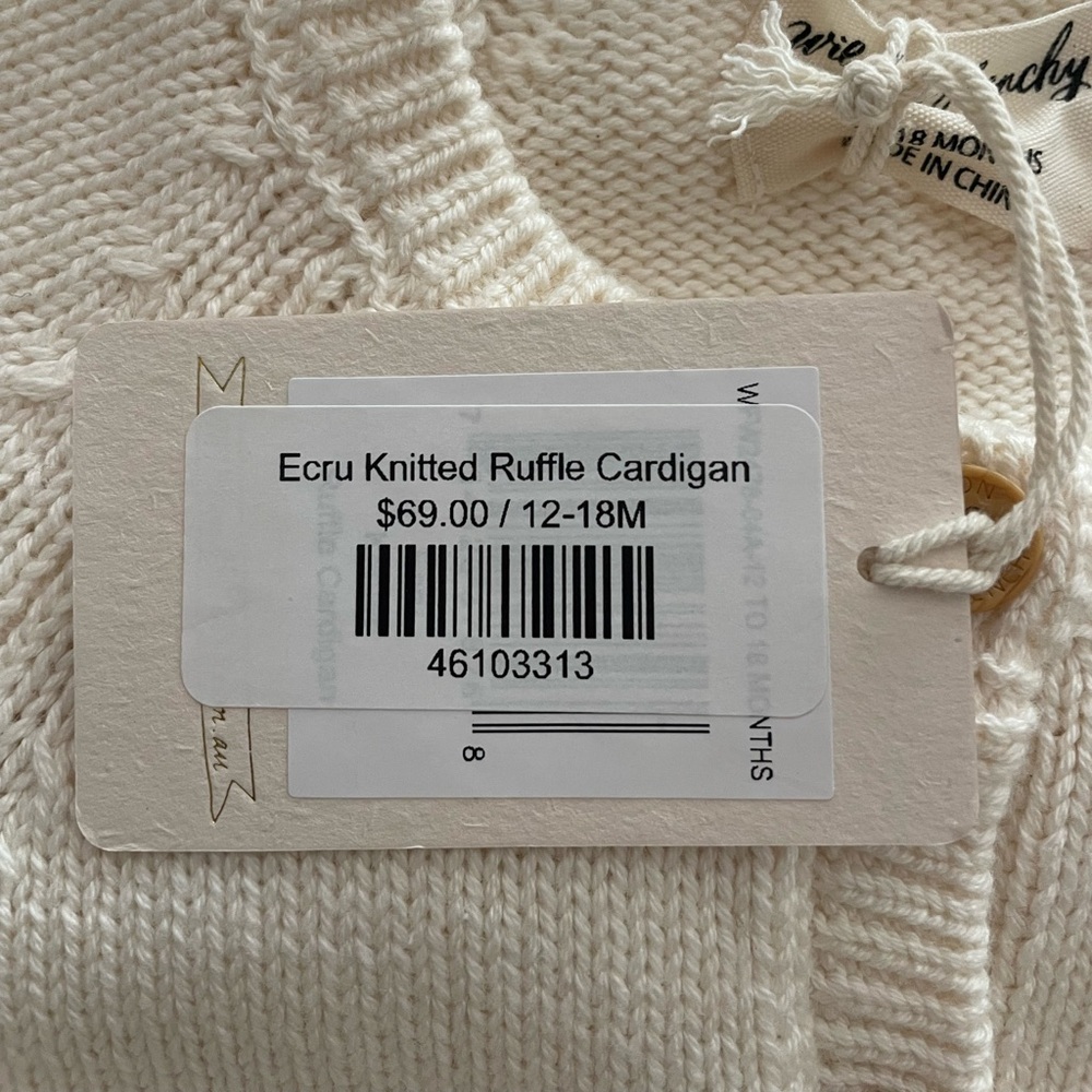 Ecru Knitted Ruffle Cardigan - Picture 8 of 9